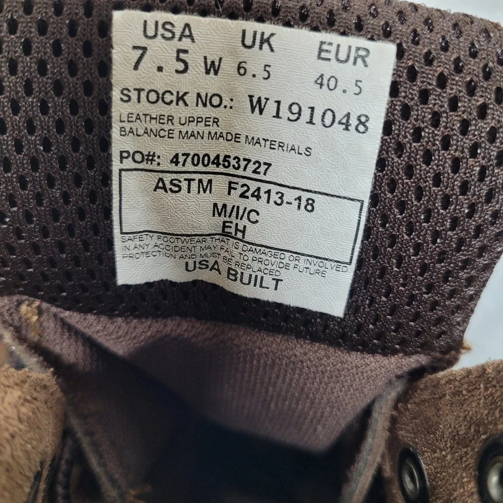 Wolverine USA Built Waterproof Work‎ Boots Brown Leather EH Rated Mens 7.5W